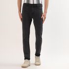 Men's Jet Black Slim Fit Jeans, गहरा ग्रे, small