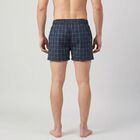 Men's Navy Blue Relaxed Fit Checked Boxers, Navy Blue, small