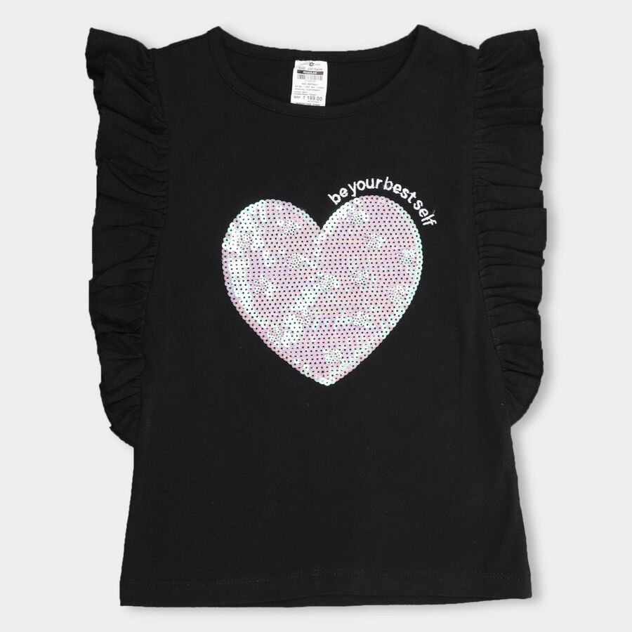 Girls' 100% Cotton T-Shirt , Black, large image number null