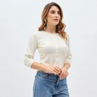 Women's Off-White Round Collar Casual Shirt, Off White, small