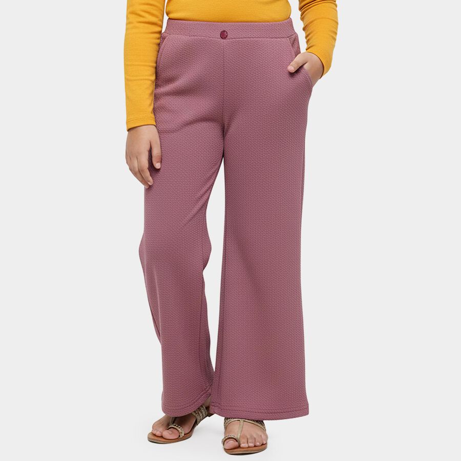 Girls' Pink Relaxed Fit Tie-Front Trousers, Pink, large