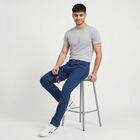 Men's Blue Slim Fit Classic Five Pocket Jeans, Mid Blue, small