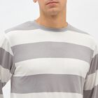 Men's Light Grey and White Crew Neck Casual Striped T-Shirt, हल्का ग्रे, small image number null
