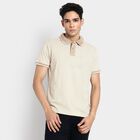 Men's 100% Cotton Collared Half Sleeves T-Shirt, Ecru Melange, small image number null
