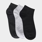 Men's Black and Gray Ankle Length Cotton Blend Socks Pack of 3, Charcoal, small