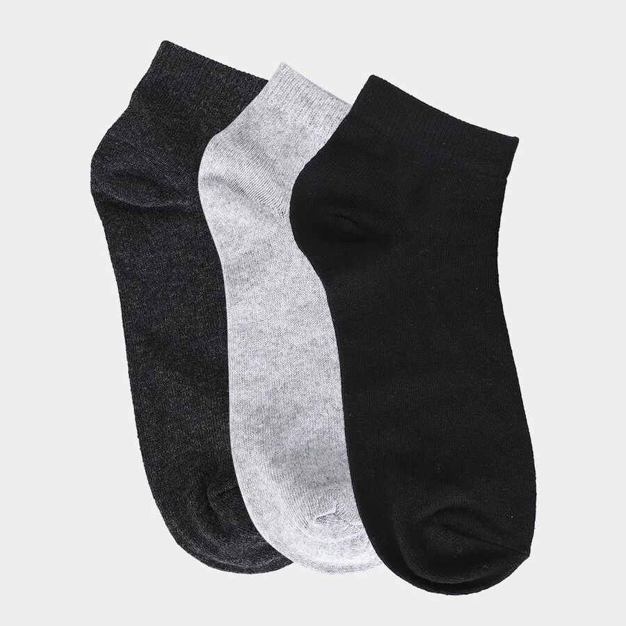 Men's Black and Gray Ankle Length Cotton Blend Socks Pack of 3, Charcoal, large
