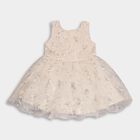 Girls' Soft Cream Floral Sequin Layered Party Wear Frock, Light Pink, small image number null
