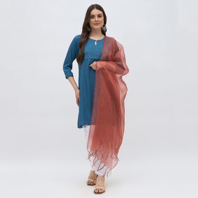 Women's Bright White Solid Dupatta