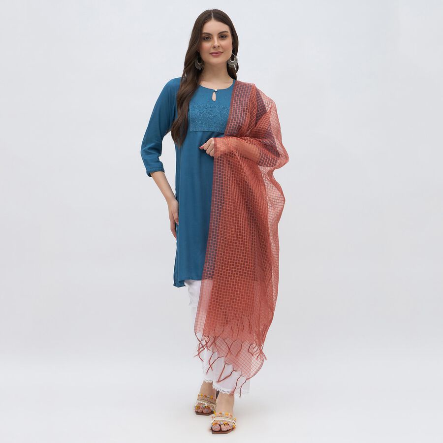 Women's Bright White Solid Dupatta, Pink, large image number null