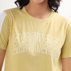 Women's Muted Yellow Round Neck Printed T-Shirt, खाकी, small image number null