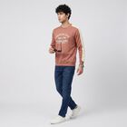 Men's Light Pink Crew Neck Printed Sweatshirt, Light Pink, small