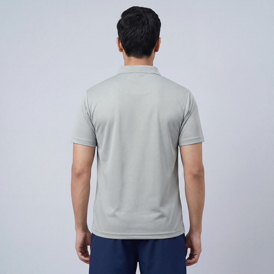 Men's Grey Crew Neck Athleisure T-Shirt, हल्का ग्रे, large