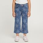 Girls' Medium Denim Blue Wide Leg Floral Printed Jeans, Light Blue, small image number null