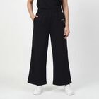 Women's Black Tapered Fit Elastic Waist Track Pants, Black, small