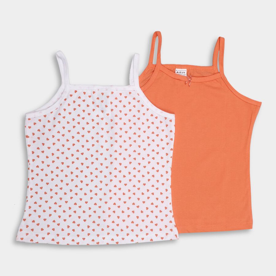 Girls' 100% Cotton Vest (Pack of 2), White, large image number null