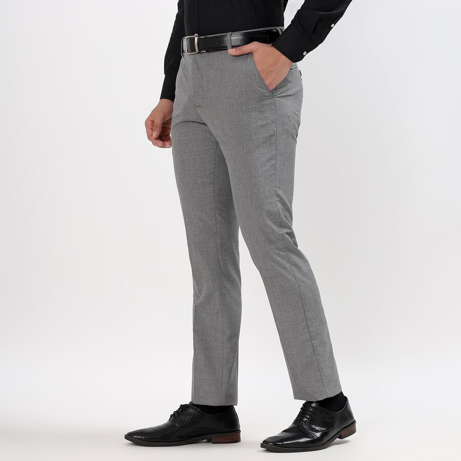 Men's Slim Fit Formal Trousers, हल्का ग्रे, large image number null