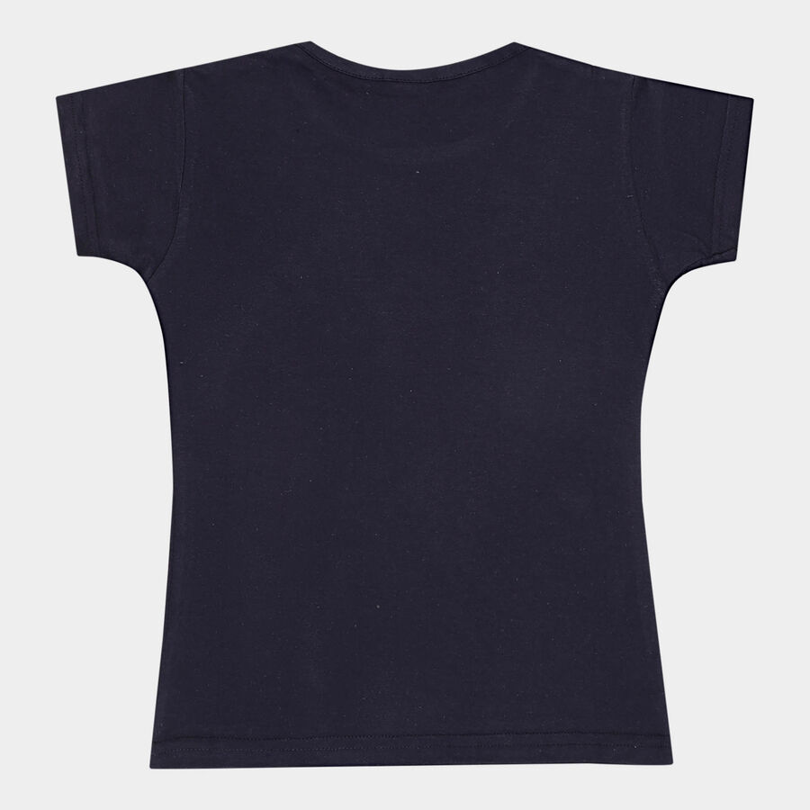 Girls Cotton T-Shirt, Navy Blue, large image number null