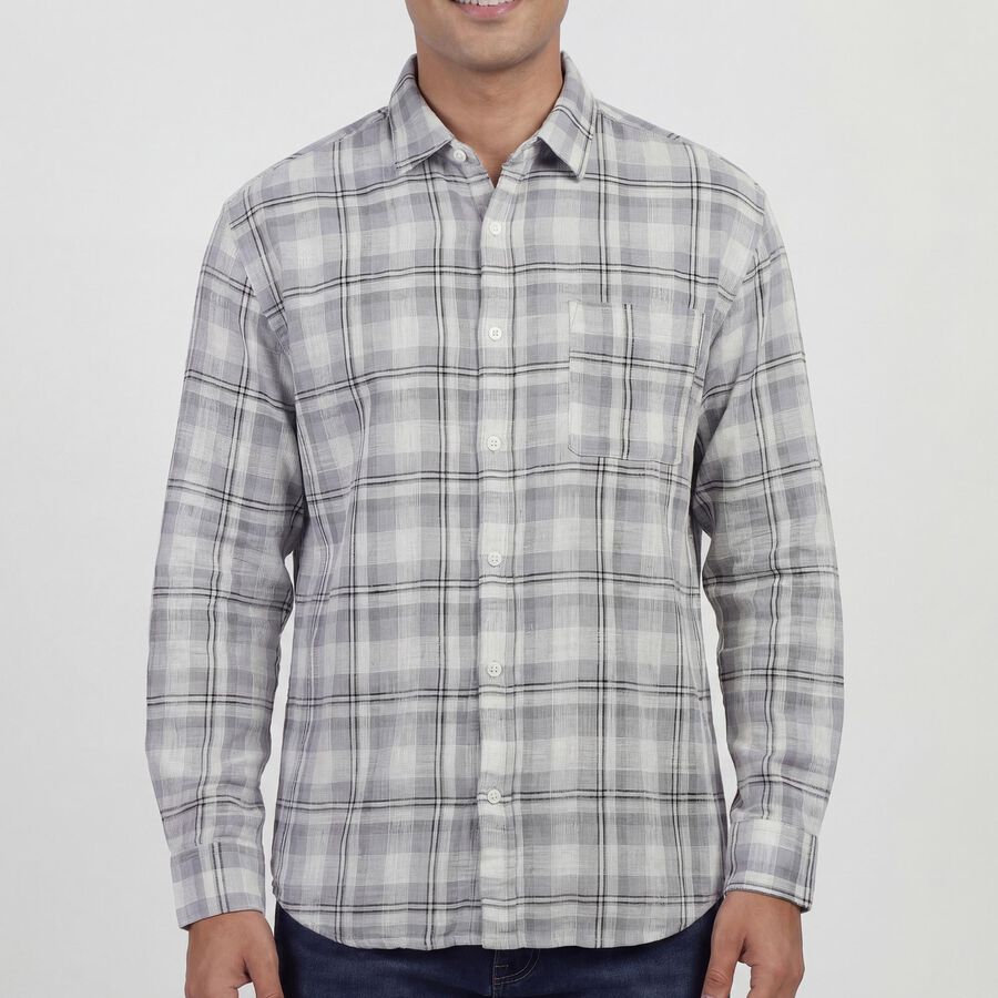 Men's Casual Shirt, गहरा ग्रे, large