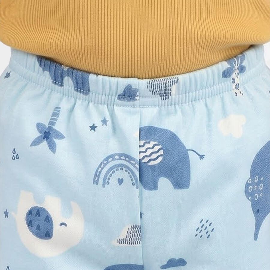Infants' Light Blue Jogger Fit Elephant Printed Pyjama, हल्का नीला, large