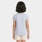 Girls Light Blue Round Neck Regular T-Shirt, Light Blue, small