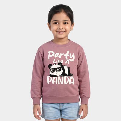 Girls Purple Crew Neck Pullover Sweatshirt