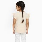 Girls Light Beige Cotton Round Neck Casual T-Shirt, गहरा पीला, small image number null