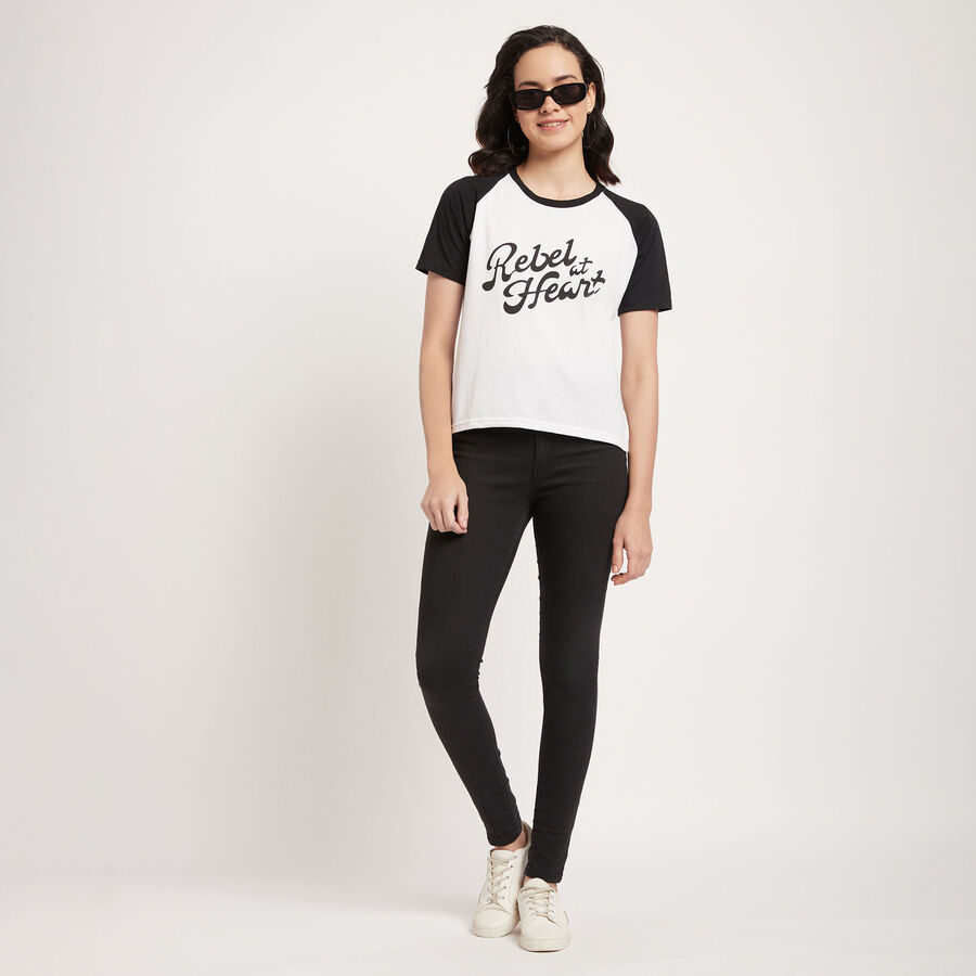 Round Neck T-Shirt, Black, large image number null