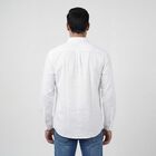Men's White Cotton Spread Collar Casual Shirt, White, small
