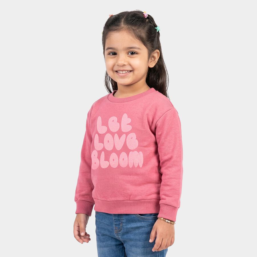 Girls Purple Crew Neck Pullover Sweatshirt, Purple, large