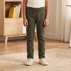 Boys' Olive Green Straight Fit Drawstring Waist Jeans, ओलिव, small