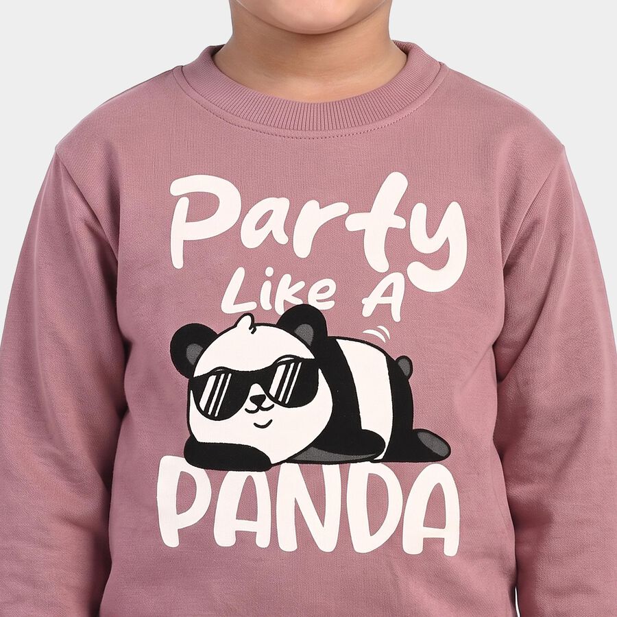 Girls Purple Crew Neck Pullover Sweatshirt, बैंगनी, large