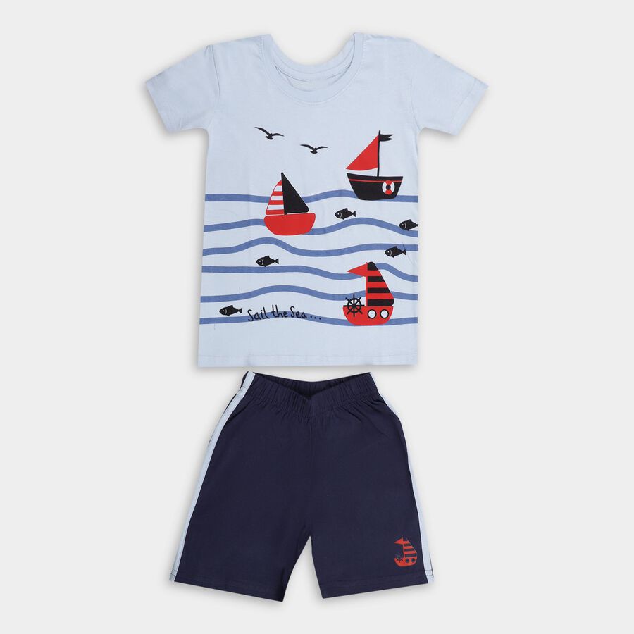 Boys' 100% Cotton Knit Baba Suit, Light Blue, large image number null