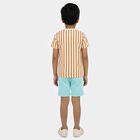 Boys' White Cotton Round Neck Striped Baba Suit, ऑफ व्हाइट, small