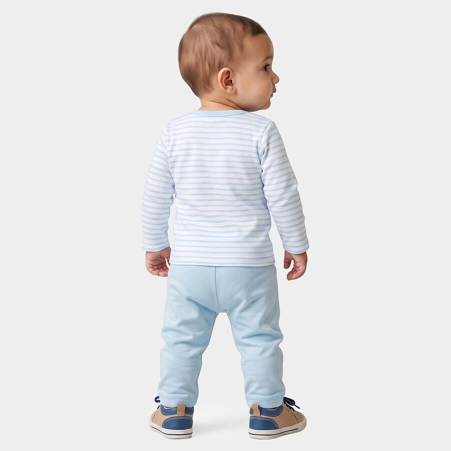 Infants' Light Blue 100% Cotton Round Neck Baba Suit, Light Blue, large
