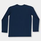 Boys' Navy Blue Round Neck Casual Full Sleeve T-Shirt, Teal Blue, small image number null