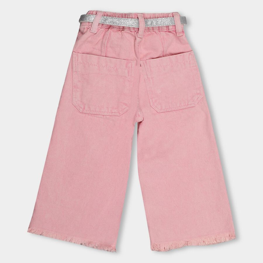 Girls' Light Pink Flared Fit Overdyed Jeans, Pink, large image number null