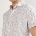 Men's Light Grey Cotton Half Sleeve Classic Casual Shirt, Light Grey, small