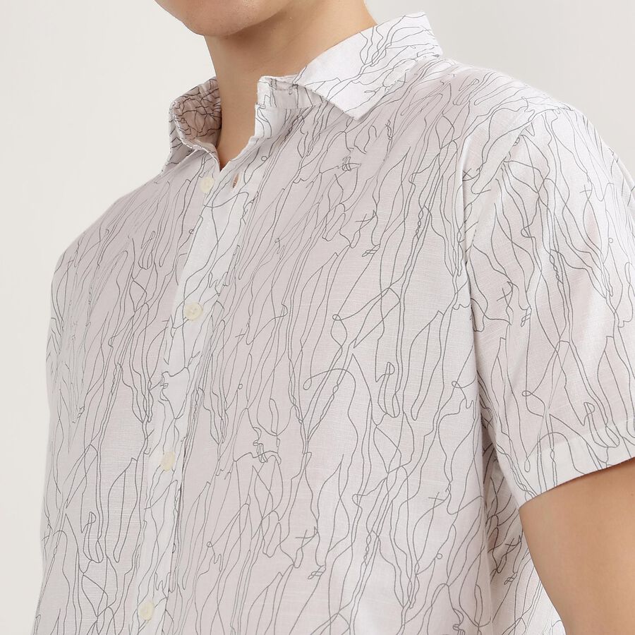 Men's Light Grey Cotton Half Sleeve Classic Casual Shirt, Light Grey, large