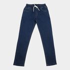Boys Blue Slim Fit Drawstring Waist Jeans, मध्यम नीला, small