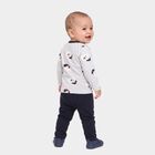 Infants' Navy Blue 100% Cotton Round Neck Printed Baba Suit, नेवी ब्लू, small