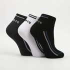 Men's Regular Fit Striped Pack of 3 Socks ( Black, White, Charcoal ), सफ़ेद, small