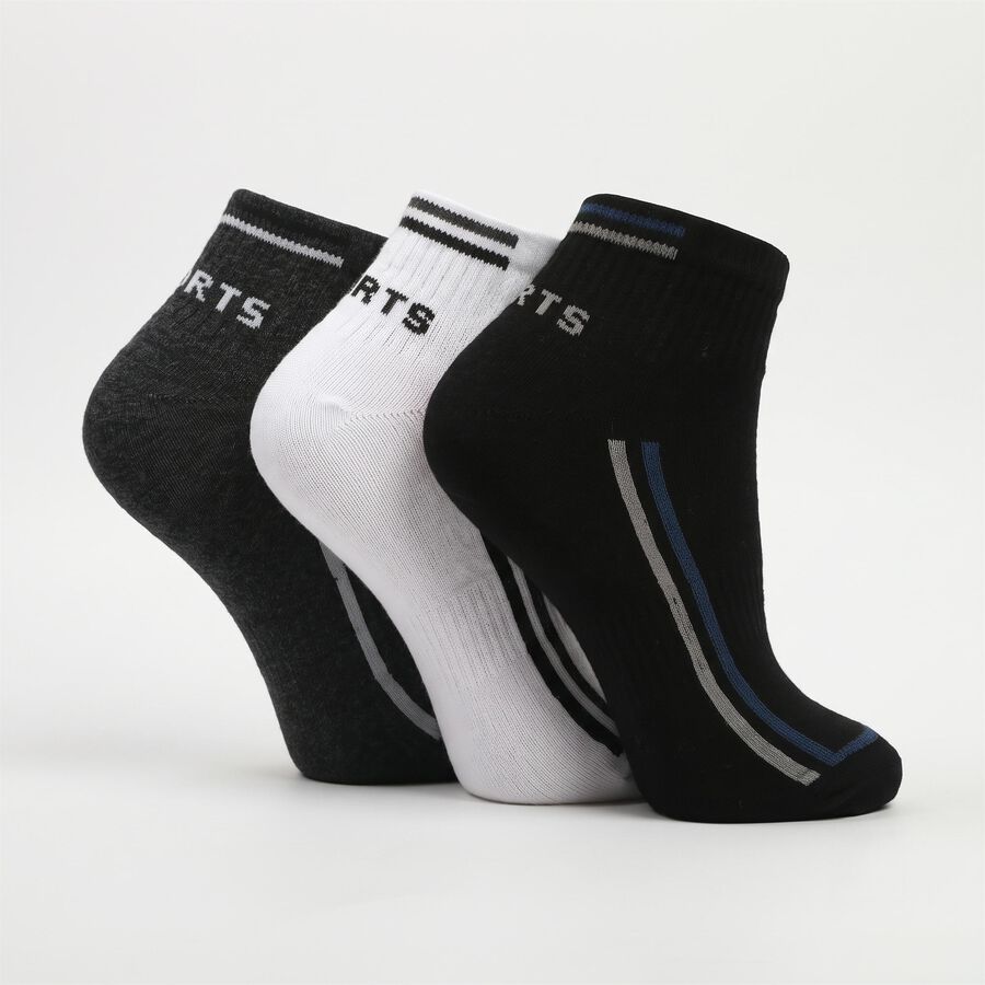 Men's Regular Fit Striped Pack of 3 Socks ( Black, White, Charcoal ), सफ़ेद, large