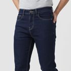 Men's Navy Blue Slim Fit Classic Five Pocket Jeans, गहरा नीला, small