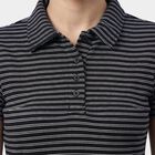 Women's Black Polo Collar Preppy Polo T-Shirt, Black, small