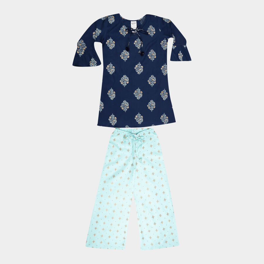 Girls Printed Fusion Clothing Set, Navy Blue, large image number null
