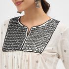 Women's White Cotton Round Neck Embroidered Kurta, Off White, small image number null