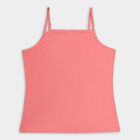 Girls' Soft Pink Cotton Spaghetti Sleeveless Vest, Coral, small image number null