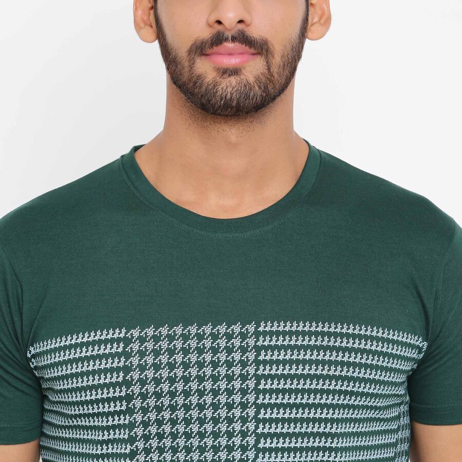 Cut & Sew Round Neck T-Shirt, Dark Green, large image number null