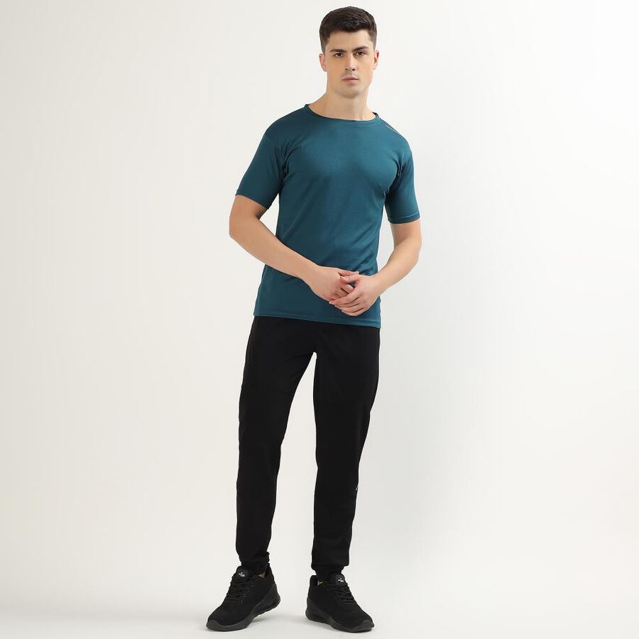 Men's Teal Crew Neck Athleisure T-Shirt, Teal Blue, large image number null