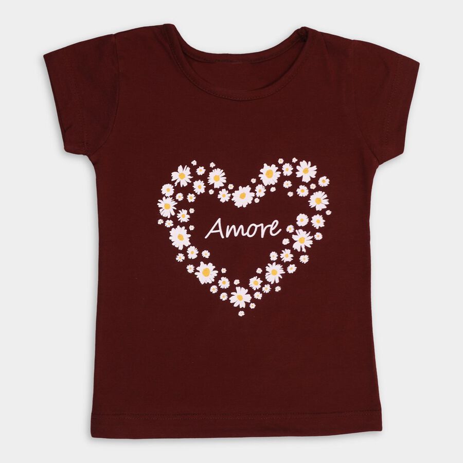 Girls' T-Shirt , वाइन, large image number null
